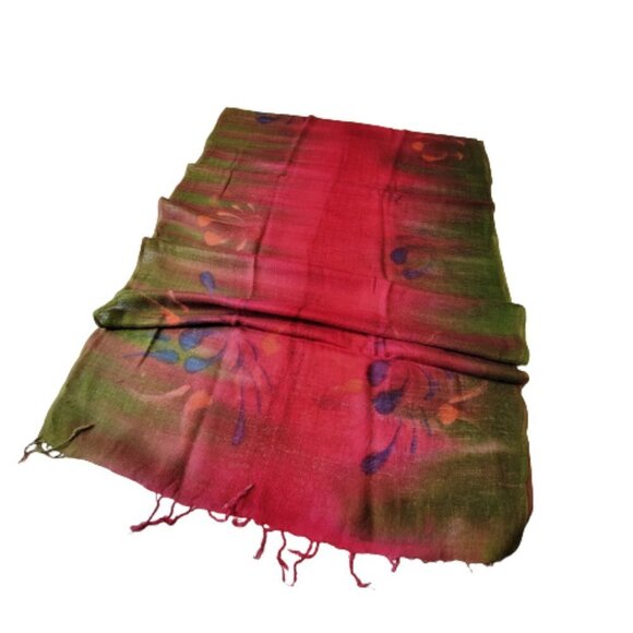 Pink and Green Rectangular Soft Light Scarf - Picture 6 of 9